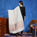 Women Kullu Shawl, Winter White Leaf Shawl - Image 5