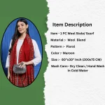 Women Maroon Floral Stole Gift For Mom - Image 7
