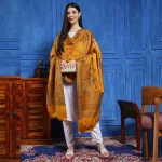 Women Mustard Color Paisley Shawl Winter Warm Stole - Image 2