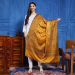 Women Mustard Color Paisley Shawl Winter Warm Stole - Image 4