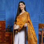 Women Mustard Color Paisley Shawl Winter Warm Stole