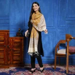 Women Mustard Floral Wool Stole Winter Warm Shawl - Image 4