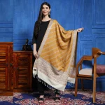 Women Mustard Floral Wool Stole Winter Warm Shawl - Image 3