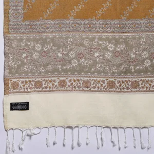 Women Mustard Floral Wool Stole Winter Warm Shawl - Image 6