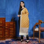 Women Mustard Floral Wool Stole Winter Warm Shawl - Image 2