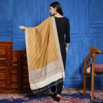 Women Mustard Floral Wool Stole Winter Warm Shawl - Image 5