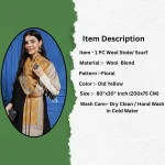 Women Mustard Floral Wool Stole Winter Warm Shawl - Image 7