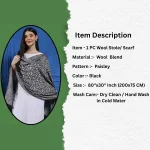 Women Pashmina Black Paisley Scarf Stole - Image 7