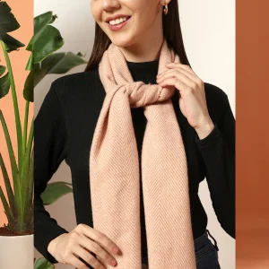 Women Peach Color Herringbone Scarves / Muffler - Image 7