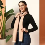 Women Peach Color Herringbone Scarves / Muffler - Image 3