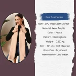 Women Peach Color Herringbone Scarves / Muffler - Image 9