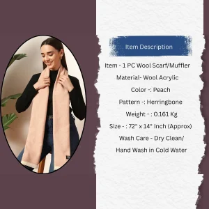 Women Peach Color Herringbone Scarves / Muffler - Image 9