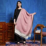 Women Pink Floral Wrap Cashmere Wool Stole 80" - Image 4