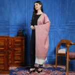 Women Pink Floral Wrap Cashmere Wool Stole 80" - Image 2