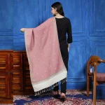 Women Pink Floral Wrap Cashmere Wool Stole 80" - Image 5