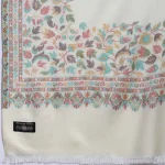 Women White Floral Stole Winter Soft Wool Wrap Scarf - Image 6