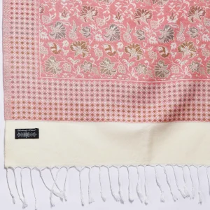 Women Wool Cashmere Floral Scarf Pink Floral Stole - Image 6