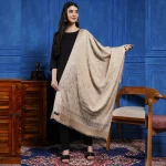 Women's Beige Paisley Woolen Stole 80"x30" - Image 3
