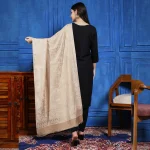 Women's Beige Paisley Woolen Stole 80"x30" - Image 5