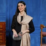 Women's Beige Paisley Woolen Stole 80"x30"