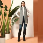 Women's Cashmere Grey Herringbone Winter Scarf - Image 8