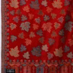 Women's Faux Pashmina Jamawar Shawl, Wrap Red Leaf - Image 6