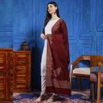 Women's Fine Wool Shawl Wine Paisley Large Stole - Image 5