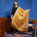 Women's Floral Design Shawl, Stylish Mustard Color Shawl - Image 3