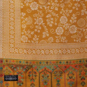 Women's Floral Design Shawl, Stylish Mustard Color Shawl - Image 4