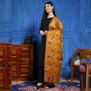 Women's Kashmiri Woolen Mustard Leaf Warm & Soft Shawl Wrap for Winter - Image 3