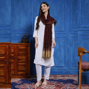 Women's Pashmina Stole Wrap Floral Wine - Image 3