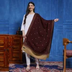 Women's Pashmina Stole Wrap Floral Wine - Image 4
