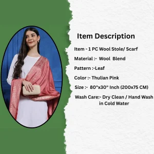 Women's Thulian Pink Leaf Stole Great Gift For Girlfriend - Image 7