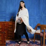 Women's White Paisley Woolen Shawl Stole Wrap Soft & Warm - Image 2