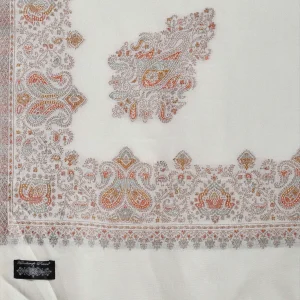 Women's White Paisley Woolen Shawl Stole Wrap Soft & Warm - Image 6