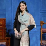 Wrap-Trendy Floral Cashmere Oversize Turquoise Stole