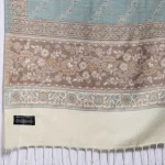 Wrap-Trendy Floral Cashmere Oversize Turquoise Stole - Image 6