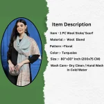 Wrap-Trendy Floral Cashmere Oversize Turquoise Stole - Image 7