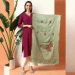 Beautiful Green Leaf Wool Stole For Women's - Image 4