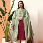 Beautiful Green Leaf Wool Stole For Women's
