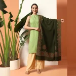 Beautiful Green Paisley Woolen Shawl - Image 4