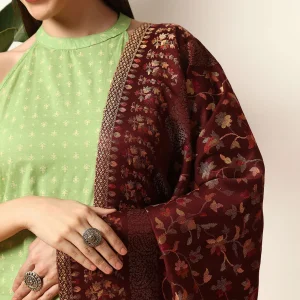 Beautiful Wine Paisley Stole Cashmere Scarf - Image 5