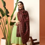 Beautiful Wine Paisley Stole Cashmere Scarf