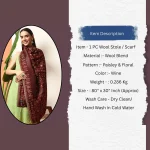 Beautiful Wine Paisley Stole Cashmere Scarf - Image 8