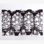 Black & White Tree Print Cotton Window Half Curtain - Image 2