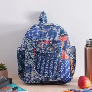 Blue Patchwork Quilted Stylish and Trendy Cotton Bag - Image 3