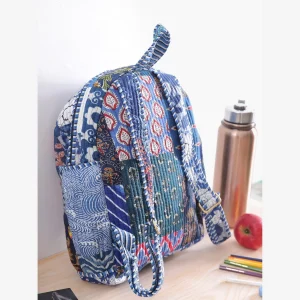 Blue Patchwork Quilted Stylish and Trendy Cotton Bag - Image 5