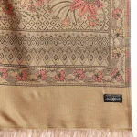 Cashmere Handmade Beige Paisley Woolen Kullu Shawl - Image 7