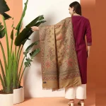 Cashmere Handmade Beige Paisley Woolen Kullu Shawl - Image 6