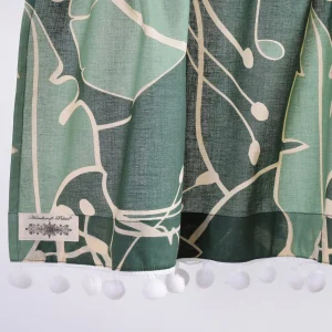 Hand Printed Green Abstract Curtain - Image 3